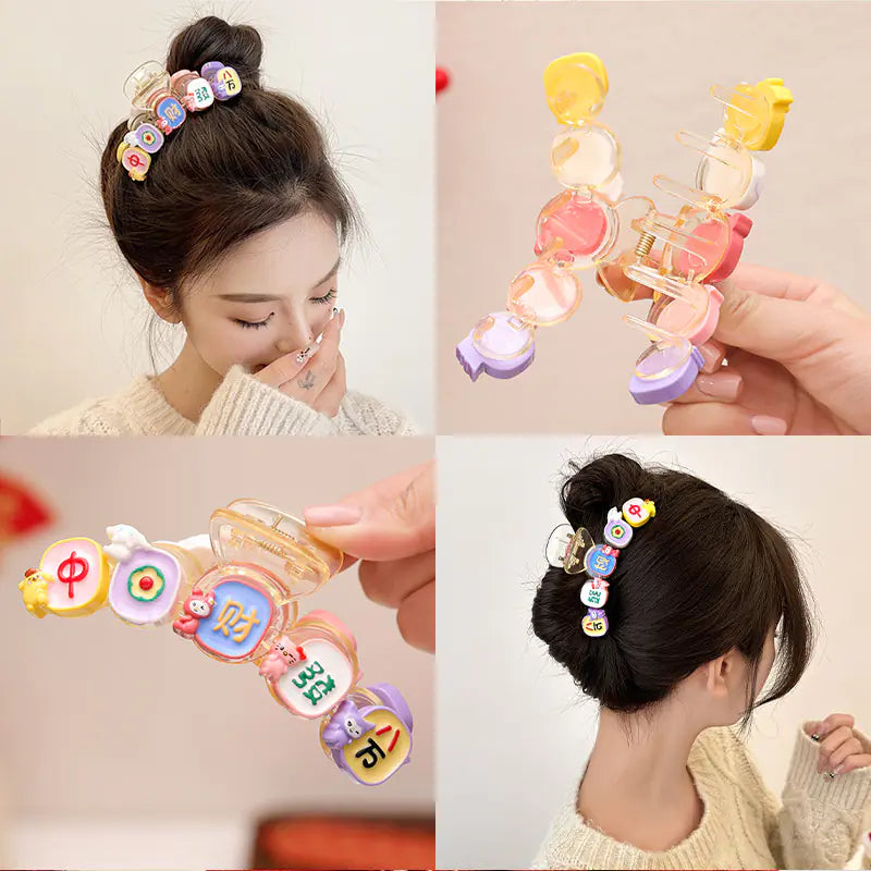 Cute Mahjong Grabber Hairpin for Kids - Large Size