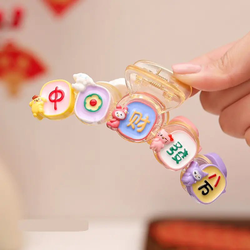 Cute Mahjong Grabber Hairpin for Kids - Large Size