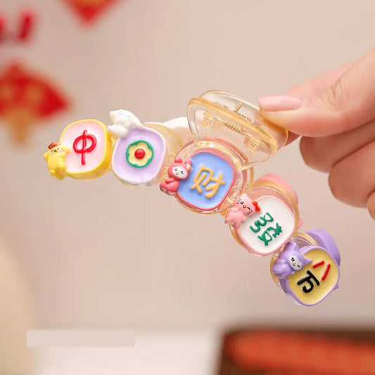 Cute Mahjong Grabber Hairpin for Kids - Large Size