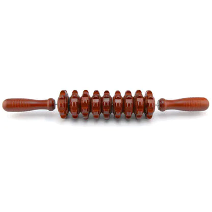 Wooden Back Massager with 9 Rollers for Full Body