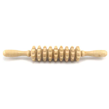 Wooden Back Massager with 9 Rollers for Full Body